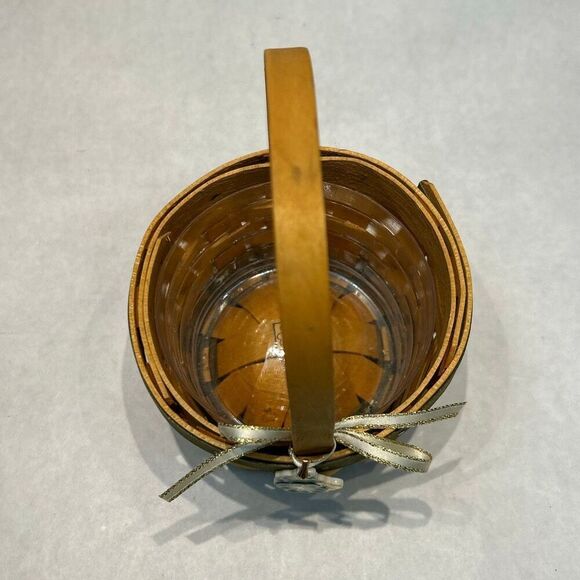 Longaberger 2001 Lucky You Shamrock Basket Plastic Liner 4 Leaf Clover Charm Bow - Picture 5 of 11